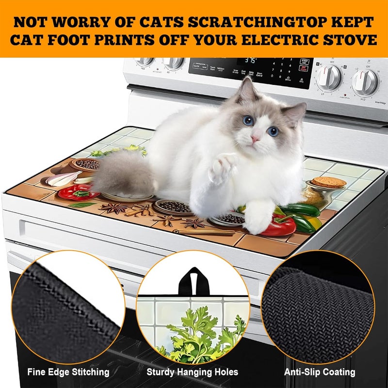 AOHMPT Multi-Design Stove Top Cover for Glass/Electric Stoves - 3-in-1 Heat-Resistant Protector Mat, Non-Slip Drying Rack 28"x20" - Image 4